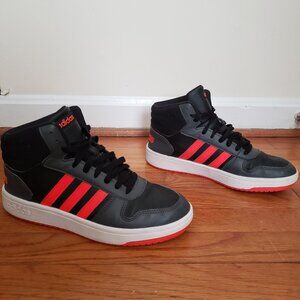 SOLD Adidas Hoops 2.0 Mid Mens Size 7 Black Red Basketball Shoes Sneakers